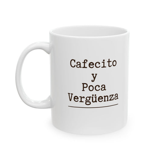 Cafecito y Poca Vergüenza  | Typewriter Mug